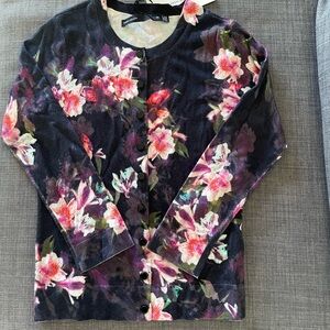 Karen Millen Black and Pink Floral Top